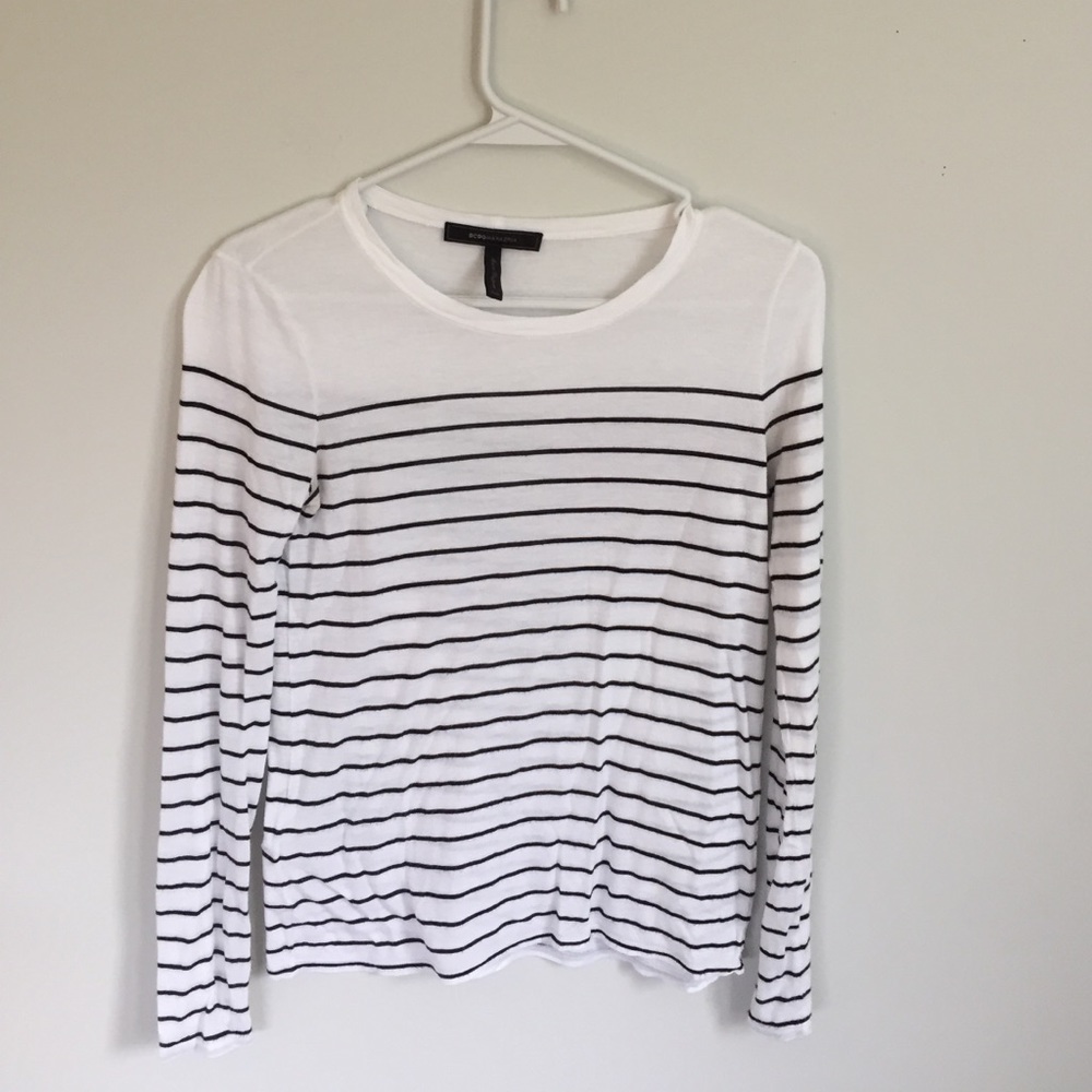 BCBGMAXARIA White and Black Striped Top